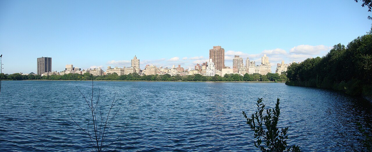 The Reservoir from its shore, with the skyline low on the far side