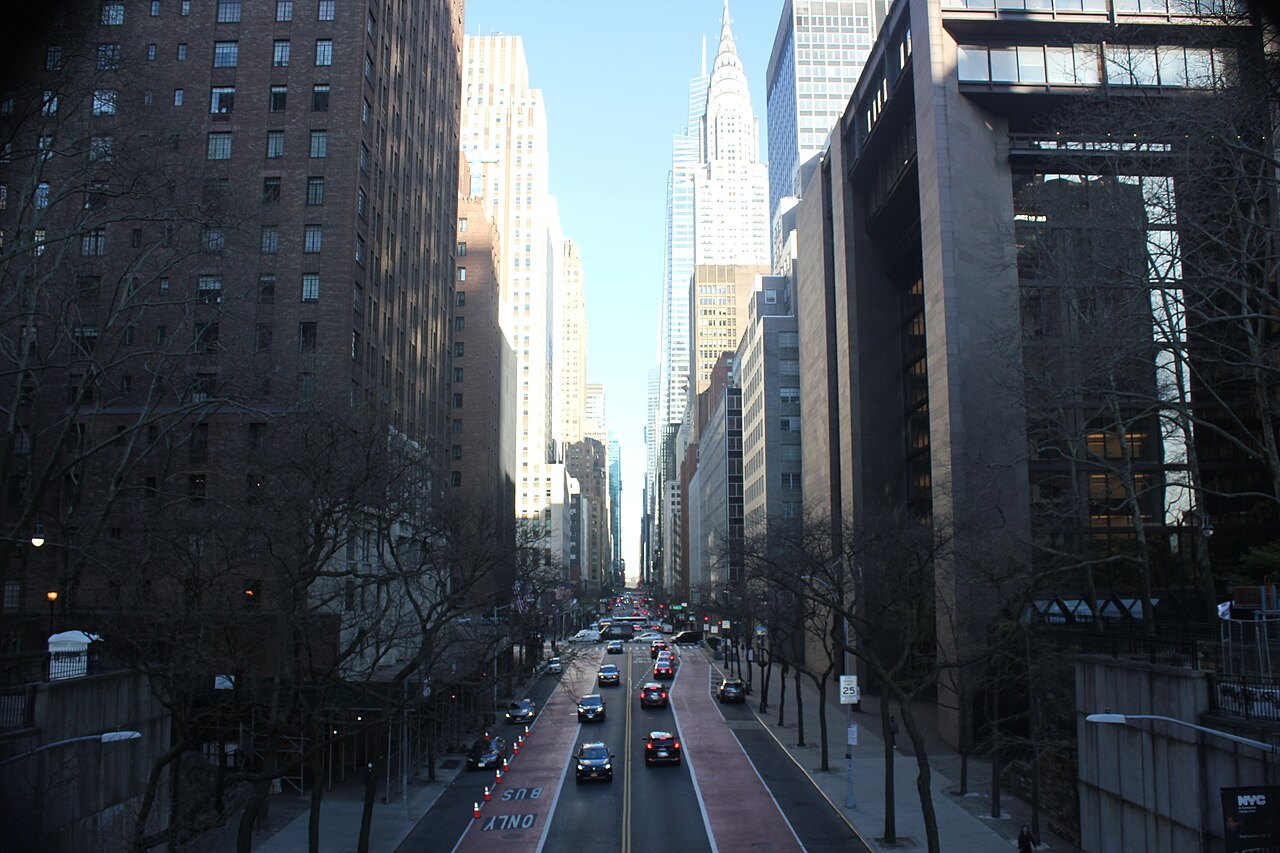 42nd Street from Tudor City, with the Chrysler Building's crown