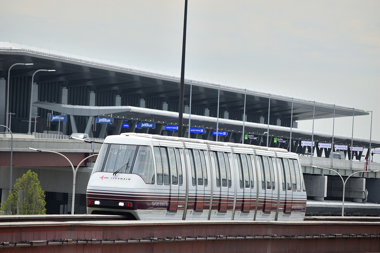 AirTrain Newark passing the new Terminal A