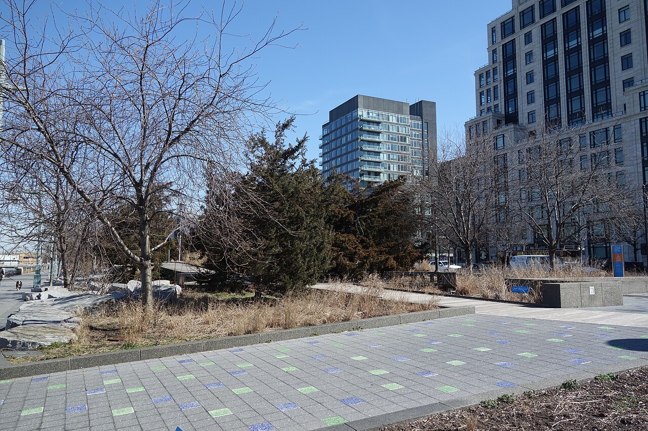 A planted pier in Hudson River Park off Tribeca