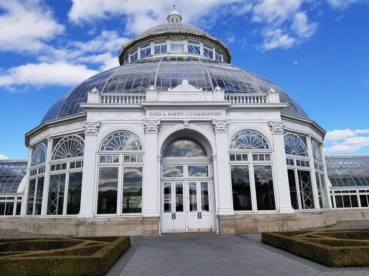 The glass dome of the Haupt Conservatory at the New York Botanical Garden
