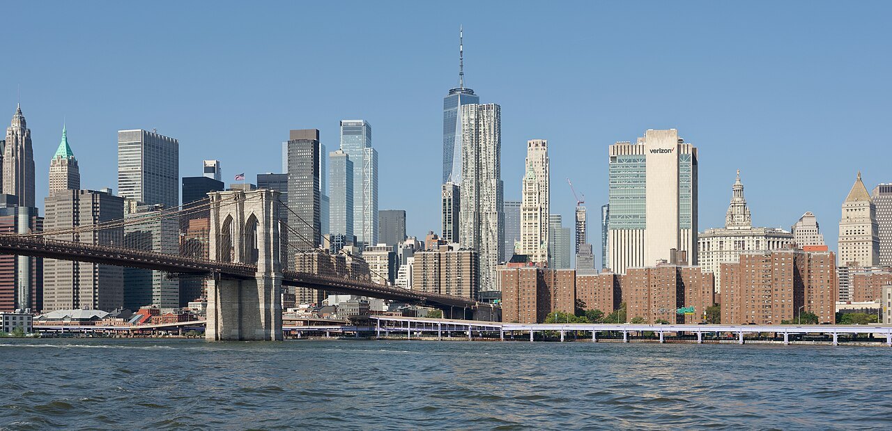 The Brooklyn Bridge and Lower Manhattan from the East River