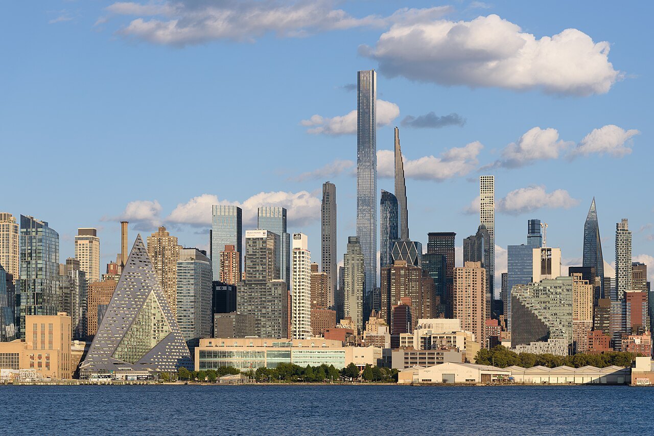 Midtown's towers across the Hudson on a clear summer day