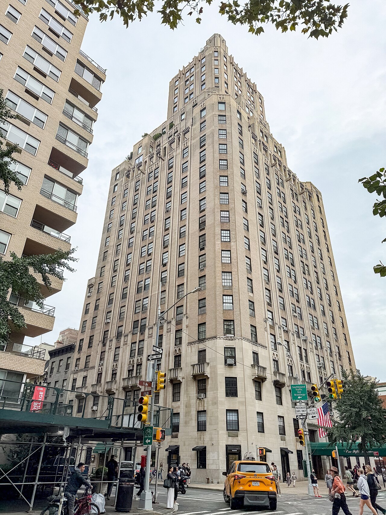 One Fifth Avenue's stepped tower at the corner of Eighth Street