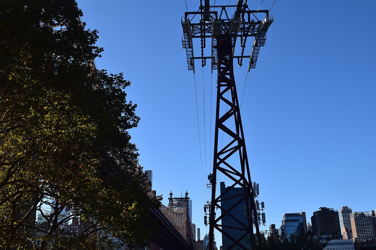 A steel tower of the Roosevelt Island Tramway