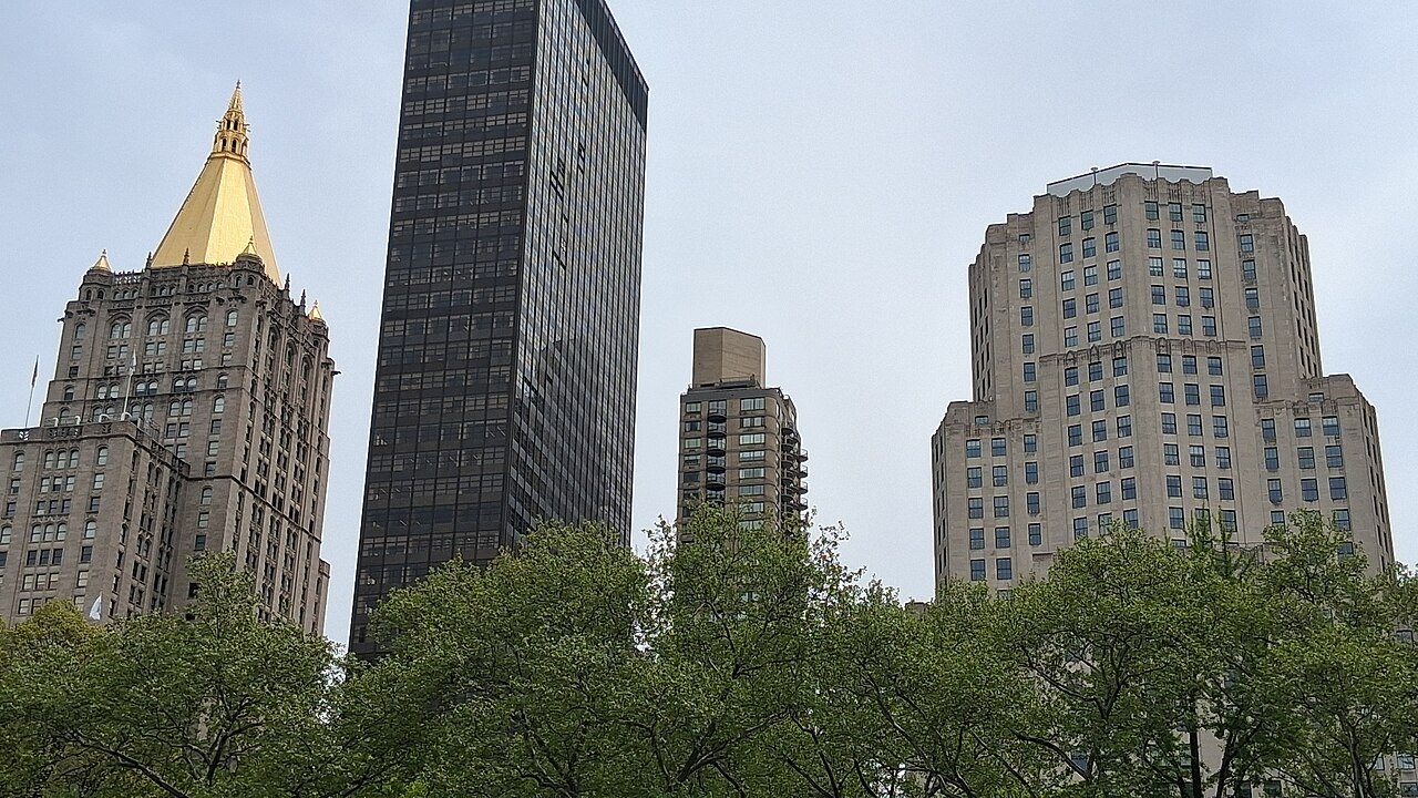 The gilded roof of the New York Life Building above Madison Square Park
