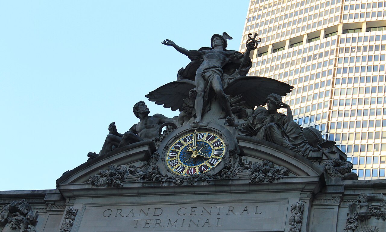Mercury and the great clock above Grand Central's 42nd Street facade