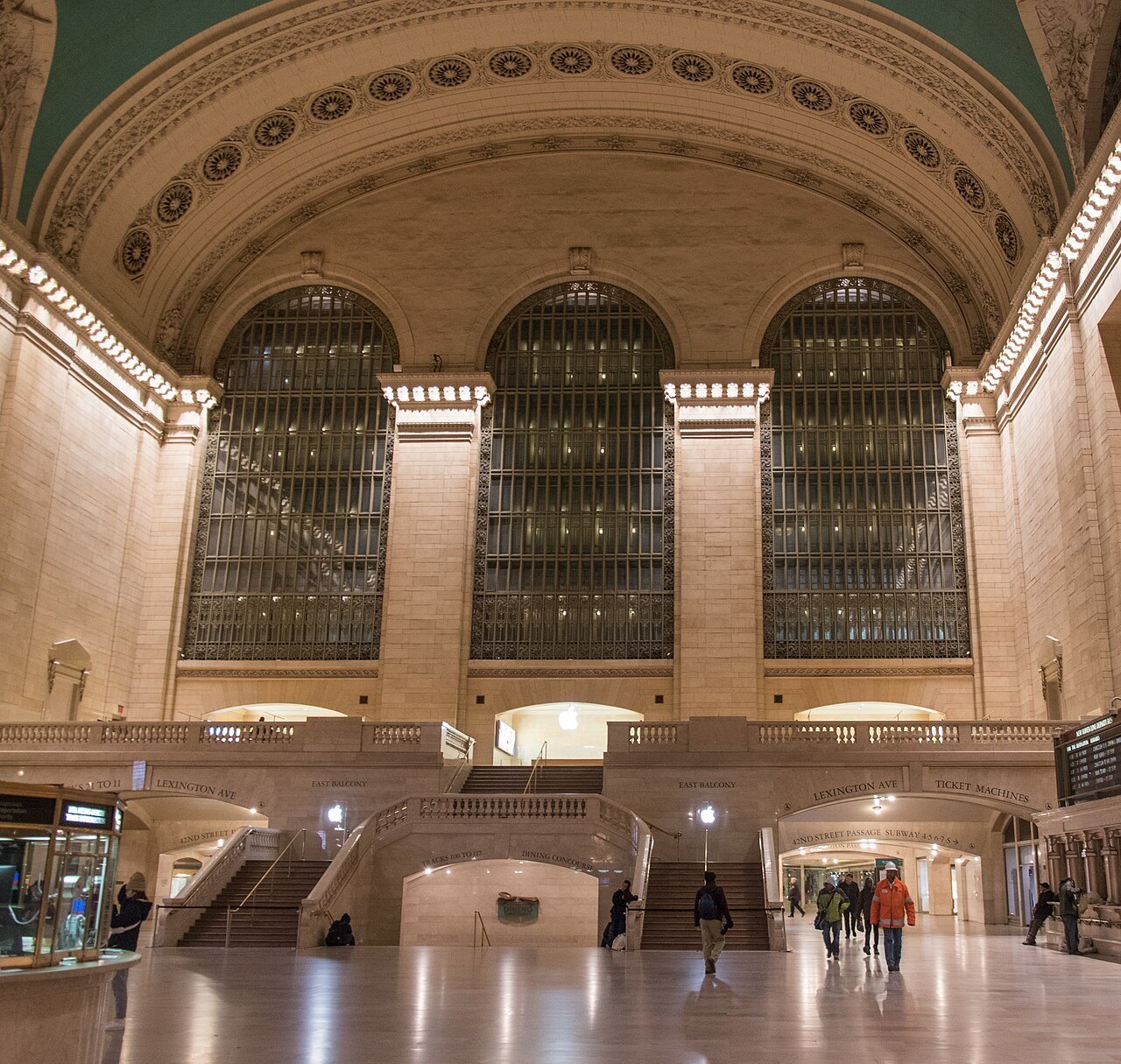 The arched windows of Grand Central's east end, seen from the balcony