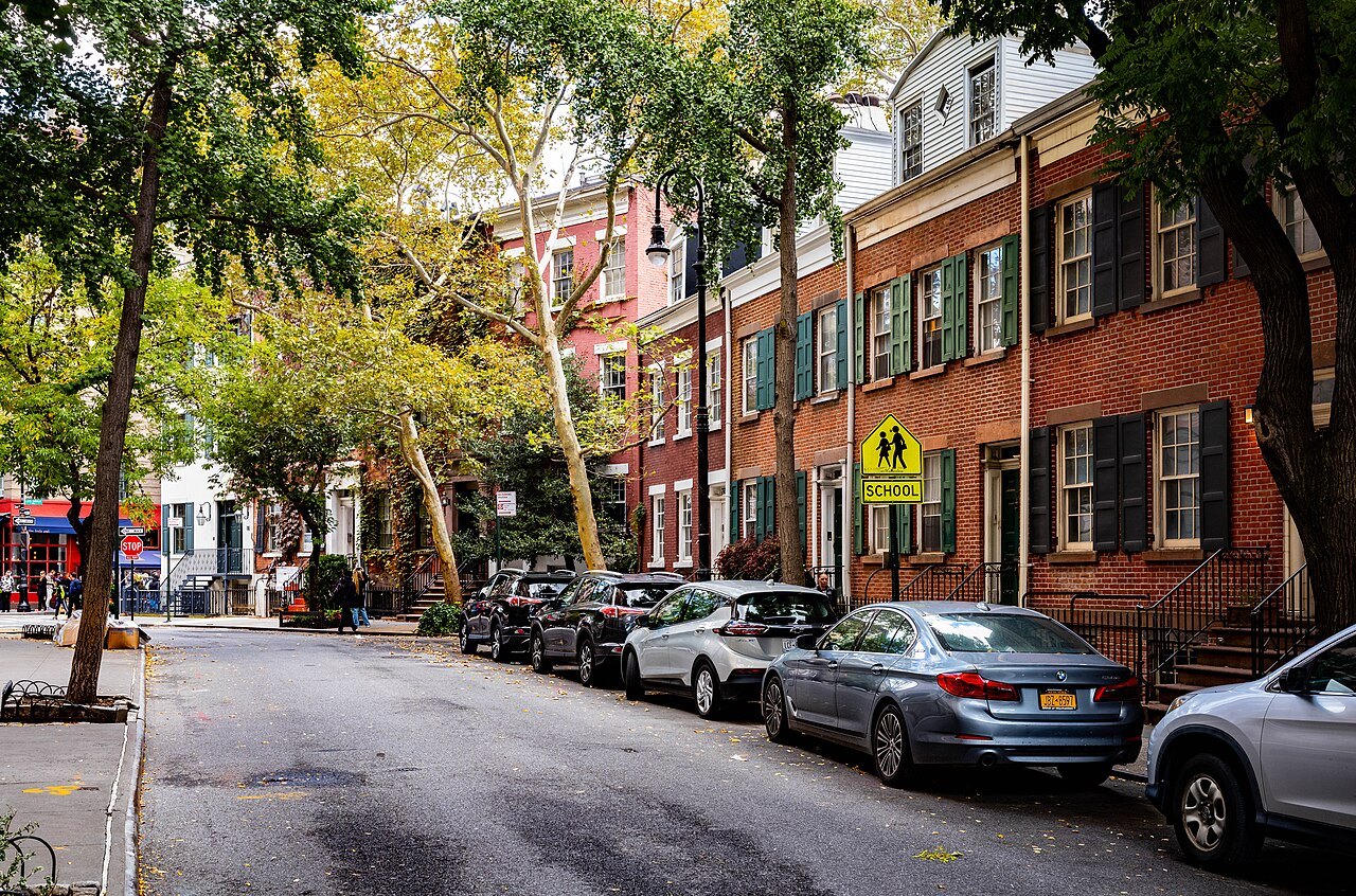 Grove Street's brick row houses in the West Village