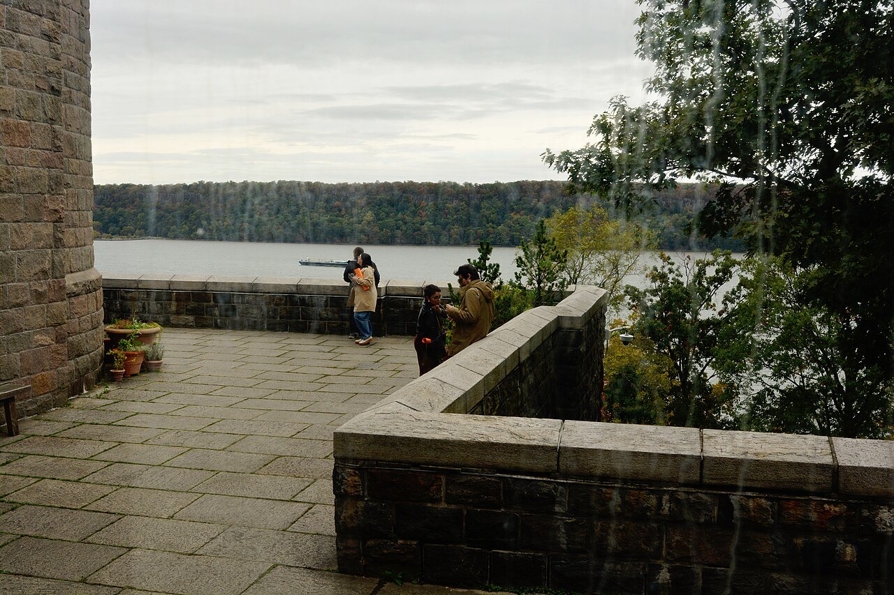 A terrace at the Cloisters looking out over the Hudson