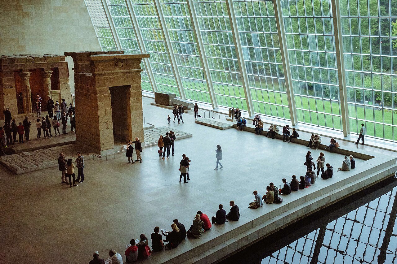 The Temple of Dendur beside its reflecting pool in the Sackler Wing