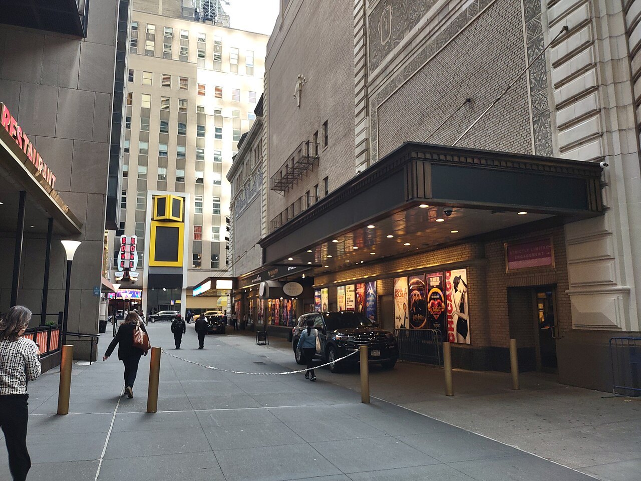 Shubert Alley and a theater marquee on a quiet morning