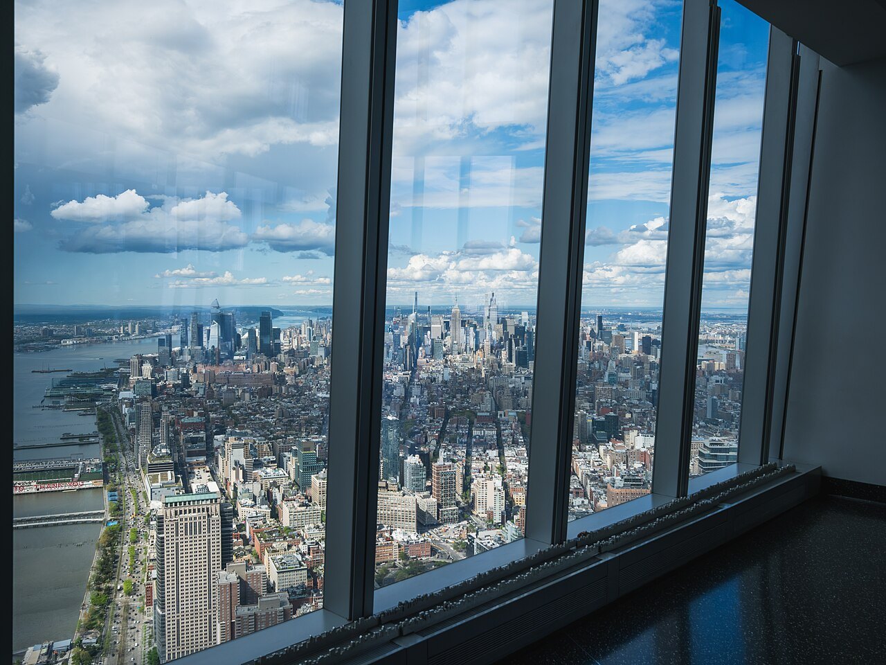 Midtown seen through the observatory windows of One World Trade Center